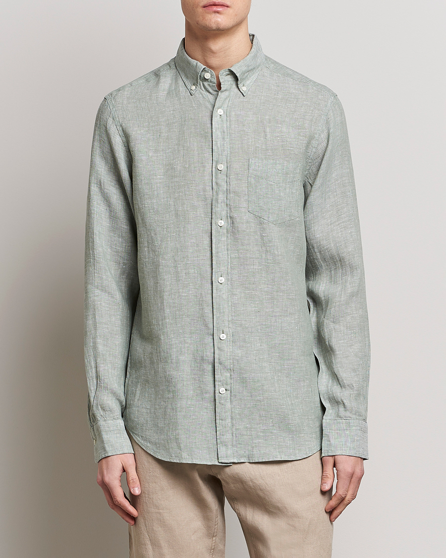Heren | Overhemden | GANT | Regular Fit Linen Shirt Calamata Green