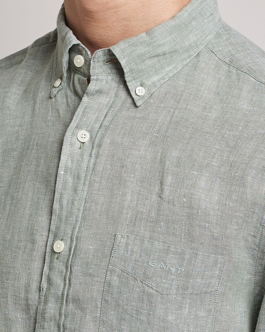 Heren | Overhemden | GANT | Regular Fit Linen Shirt Calamata Green