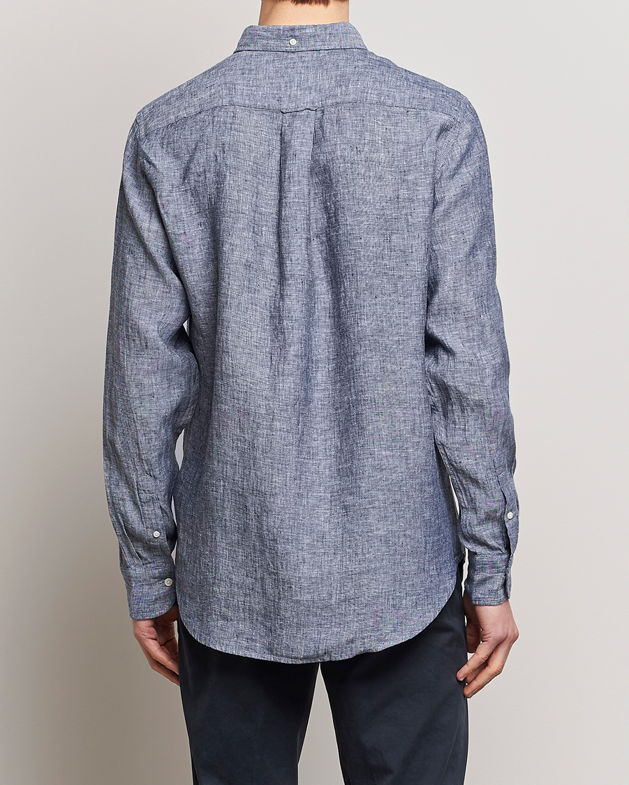 Heren | Overhemden | GANT | Regular Fit Linen Shirt Marine