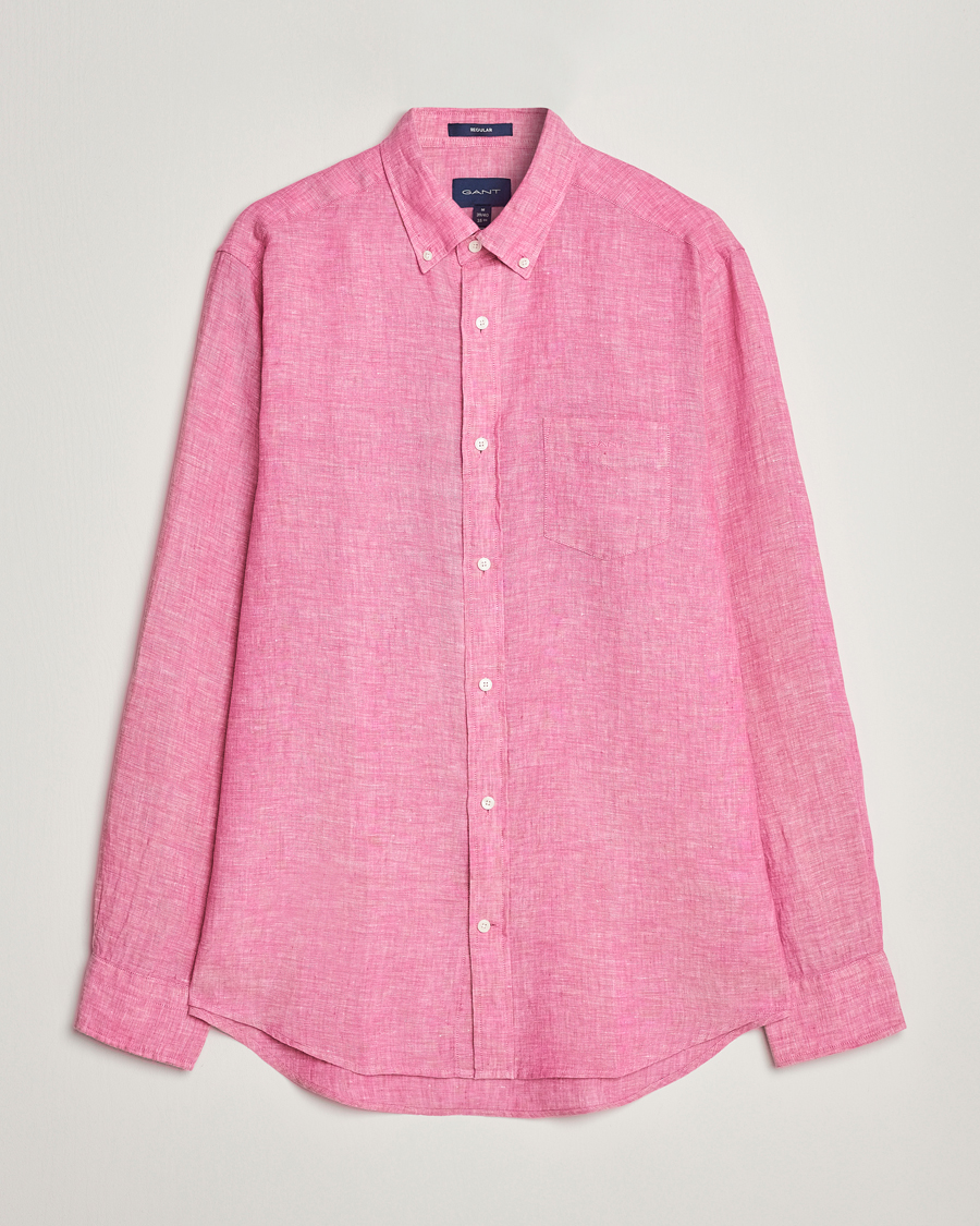 Heren | Overhemden | GANT | Regular Fit Linen Shirt Pink