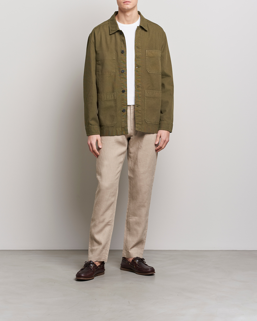 Heren | Overhemden | GANT | Garment Dyed Cotton/Linen Overshirt Racing Green