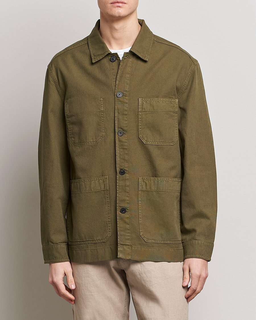 Heren | Overhemden | GANT | Garment Dyed Cotton/Linen Overshirt Racing Green