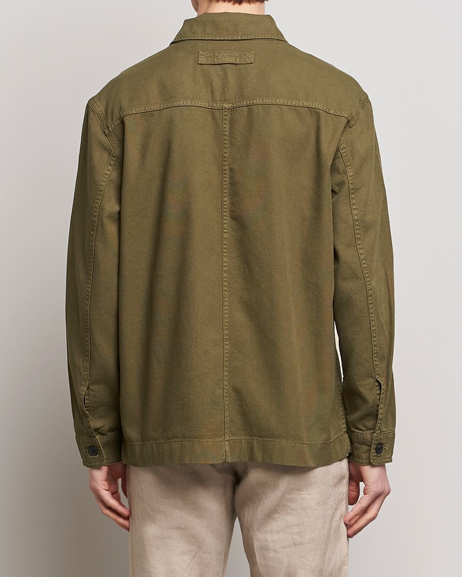Heren | Overhemden | GANT | Garment Dyed Cotton/Linen Overshirt Racing Green