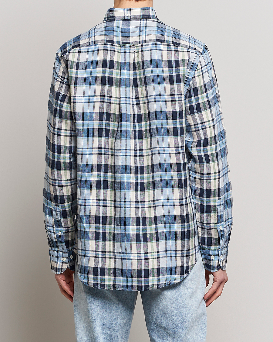 Heren | Overhemden | GANT | Regular Fit Linen Madras Checked Shirt Marine Multi