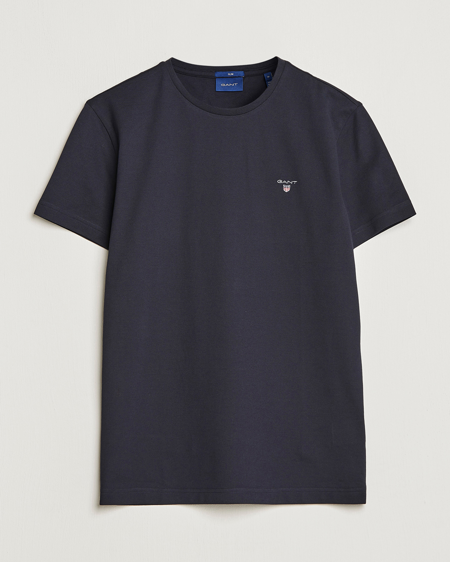 Heren | T-shirts | GANT | Cotton Pique Crew Neck T-Shirt Black