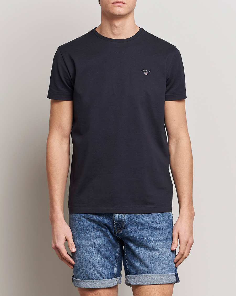 Heren | T-shirts | GANT | Cotton Pique Crew Neck T-Shirt Black