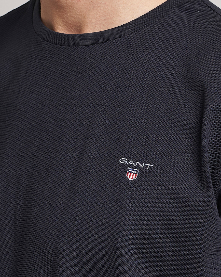 Heren | T-shirts | GANT | Cotton Pique Crew Neck T-Shirt Black