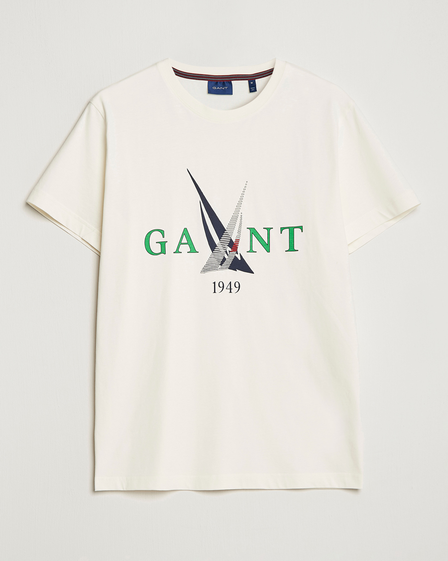 Heren | T-shirts | GANT | Sailing Logo Crew Neck T-Shirt Cream