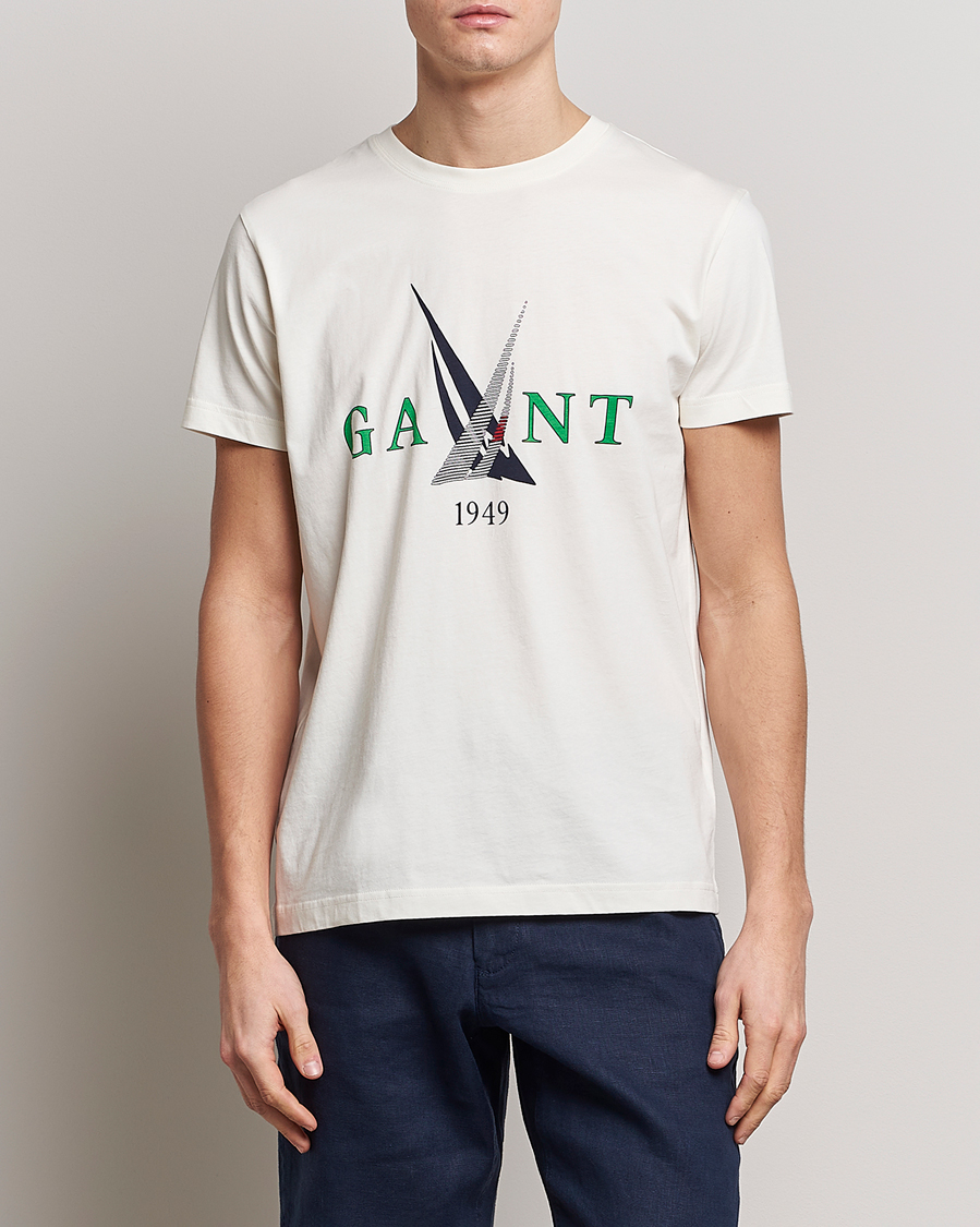 Heren | T-shirts | GANT | Sailing Logo Crew Neck T-Shirt Cream