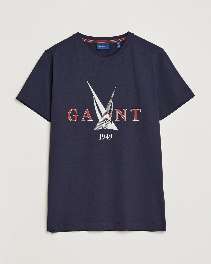 Heren | T-shirts | GANT | Sailing Logo Crew Neck T-Shirt Evening Blue