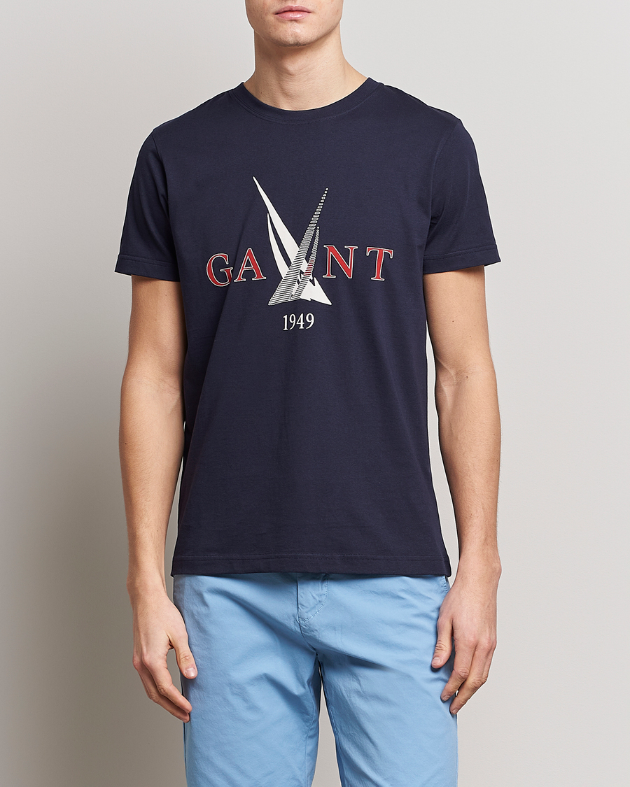 Heren | T-shirts | GANT | Sailing Logo Crew Neck T-Shirt Evening Blue