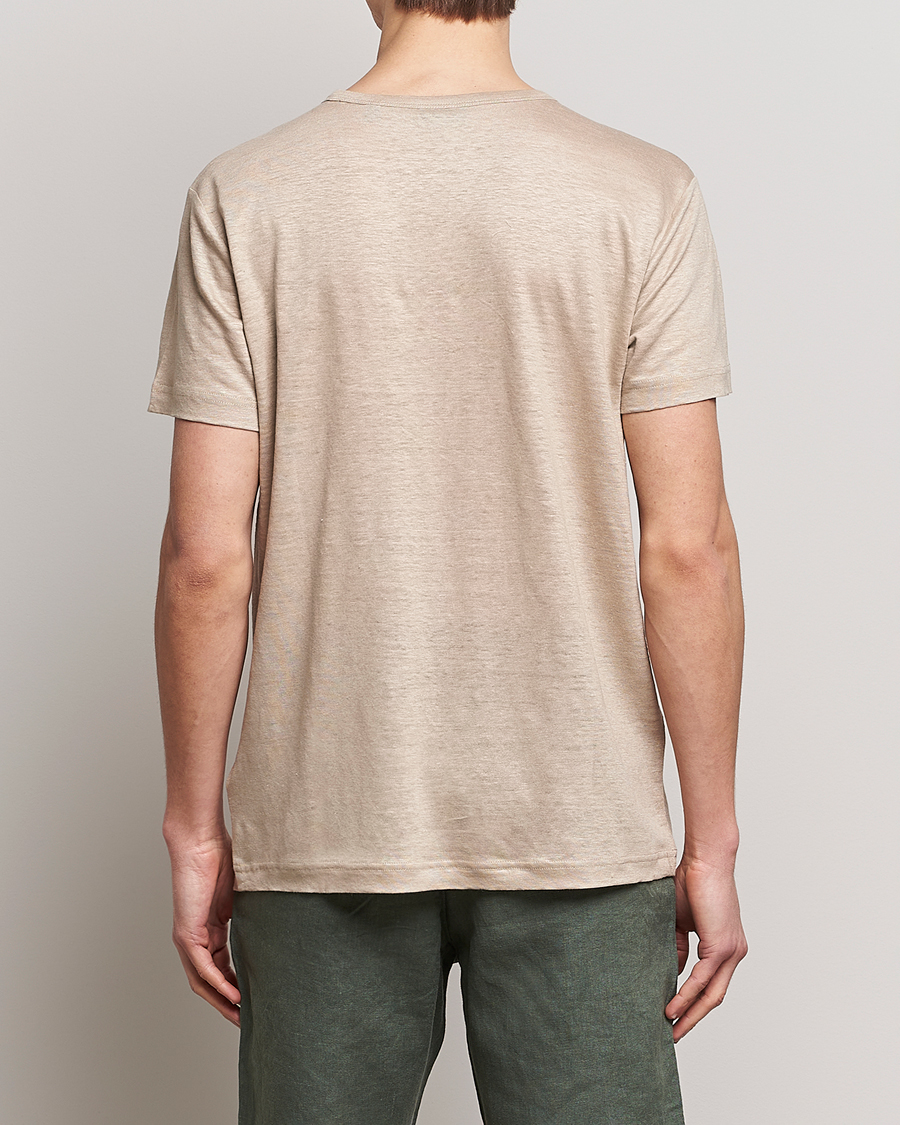 Heren | T-shirts | GANT | Cotton/Linen Crew Neck T-Shirt Khaki Beige
