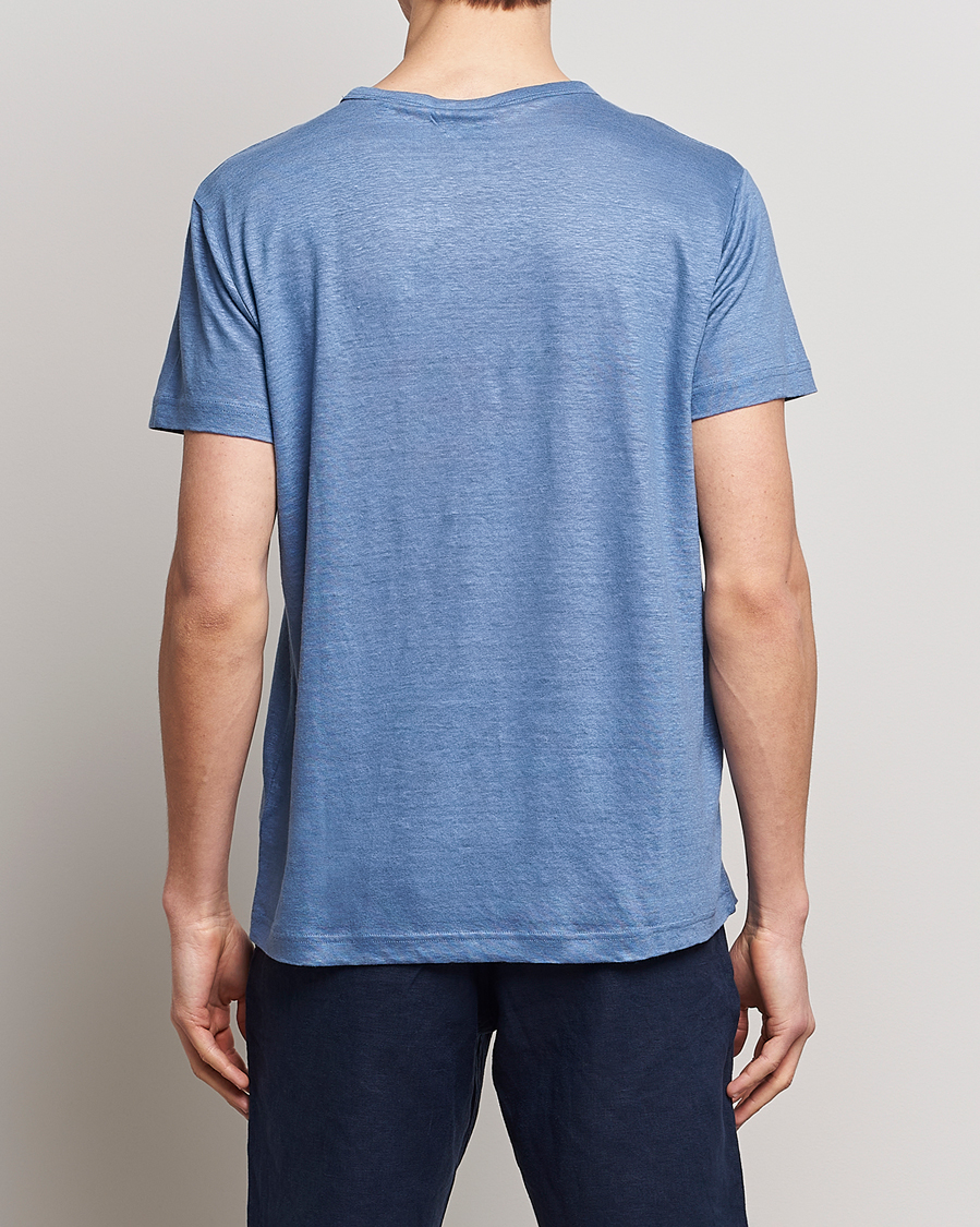 Heren | T-shirts | GANT | Cotton/Linen Crew Neck T-Shirt Salty Sea Blue