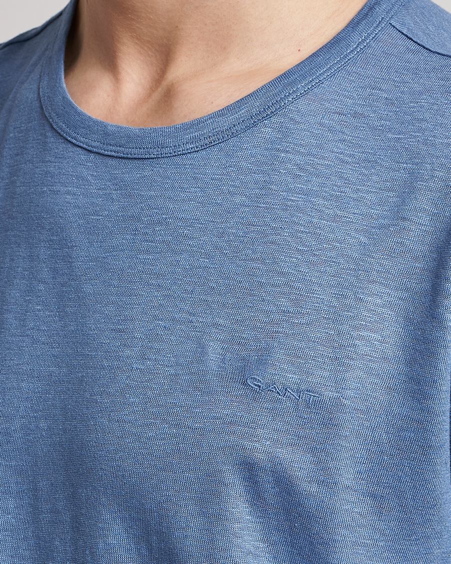 Heren | T-shirts | GANT | Cotton/Linen Crew Neck T-Shirt Salty Sea Blue