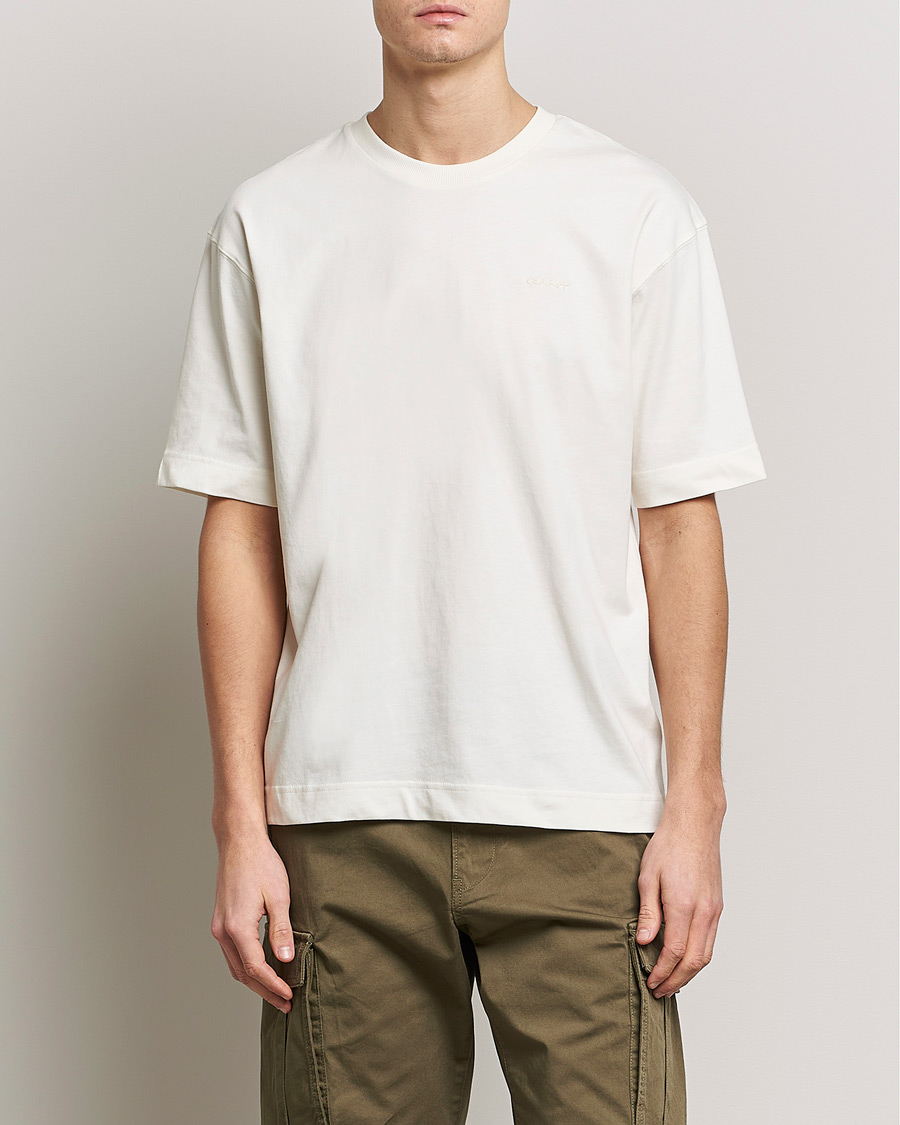 Heren | T-shirts | GANT | Icon Crew Neck T-Shirt Cream