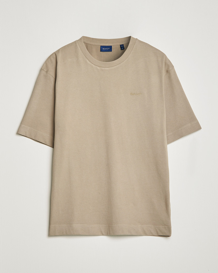 Heren | T-shirts | GANT | Icon Crew Neck T-Shirt Taupe Beige
