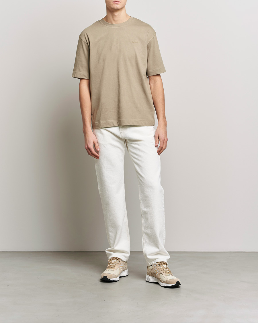 Heren | T-shirts | GANT | Icon Crew Neck T-Shirt Taupe Beige