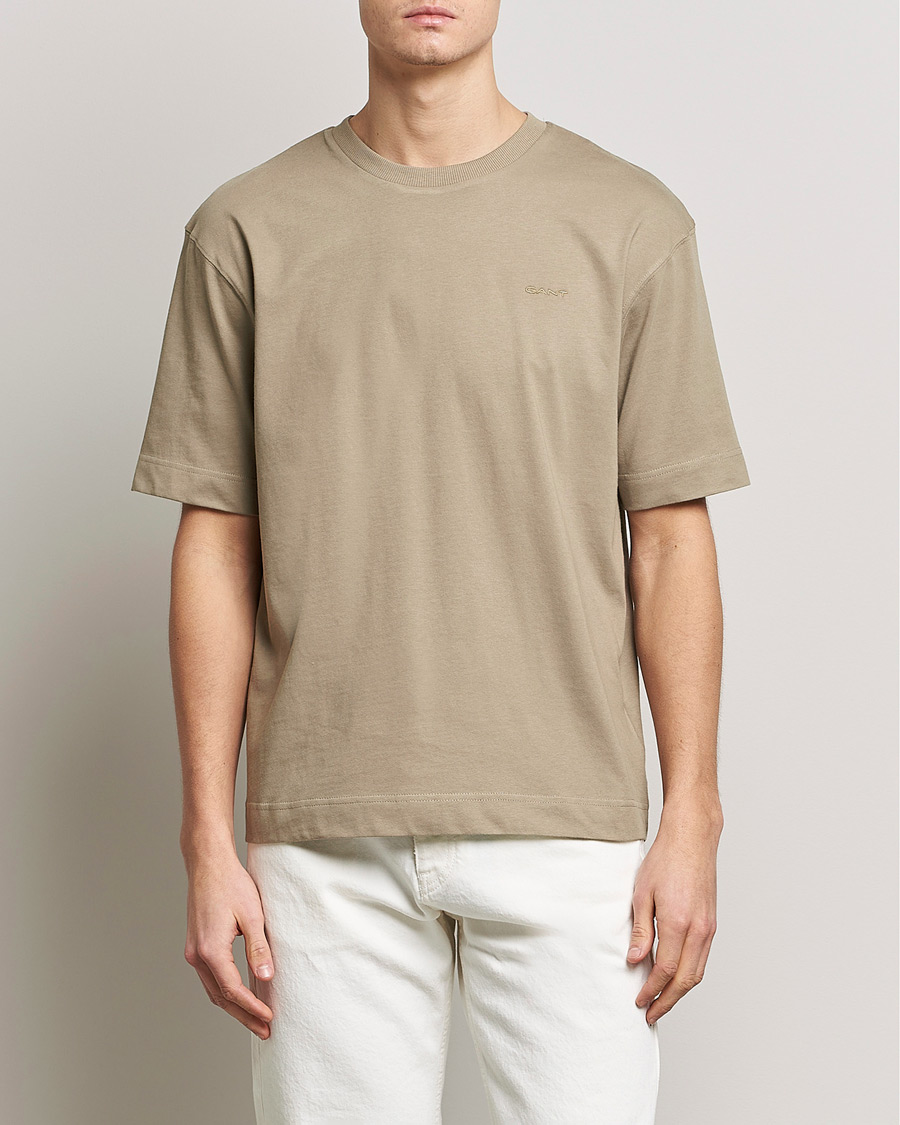 Heren | T-shirts | GANT | Icon Crew Neck T-Shirt Taupe Beige