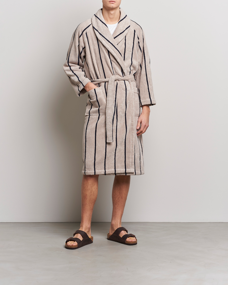 Heren | Pyjama's en gewaden | GANT | Striped Robe Putty