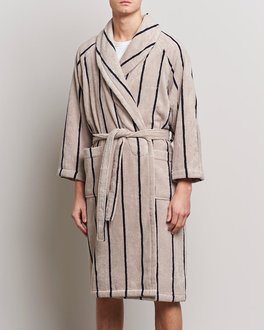 Heren | Pyjama's en gewaden | GANT | Striped Robe Putty