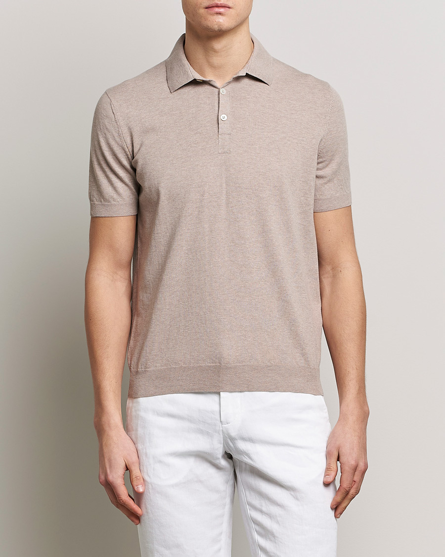 Men | Gran Sasso | Gran Sasso | Cotton Knitted Polo Beige Melange