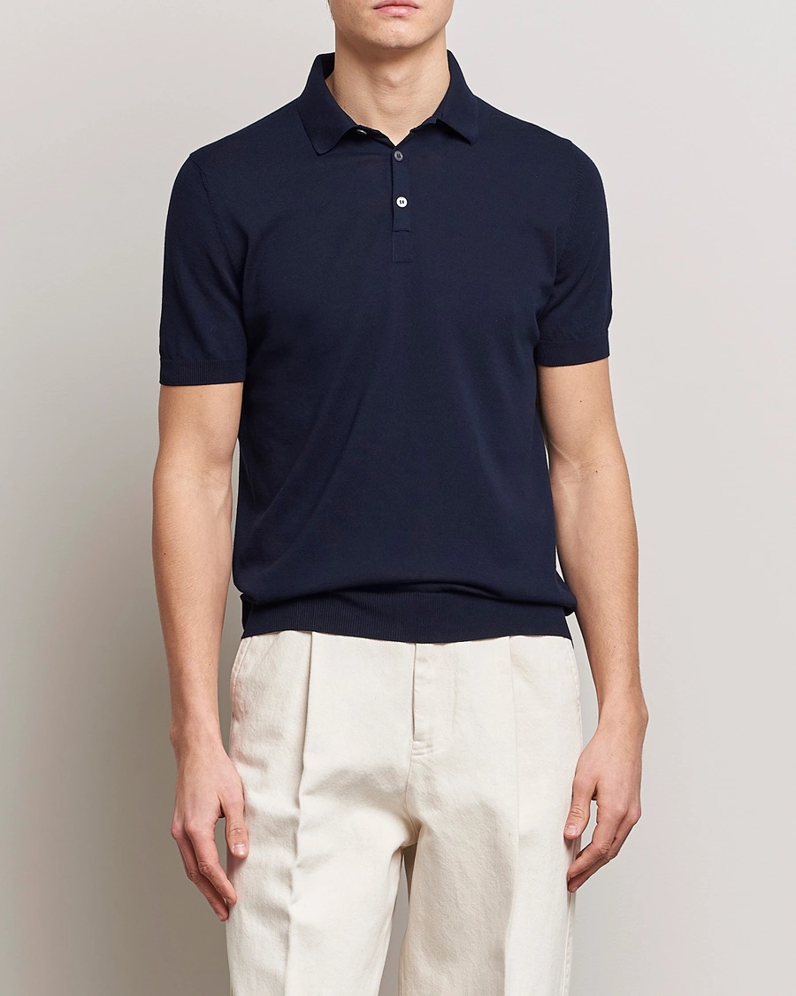 Heren | Stylesegment Casual Classics | Gran Sasso | Cotton Knitted Polo Navy