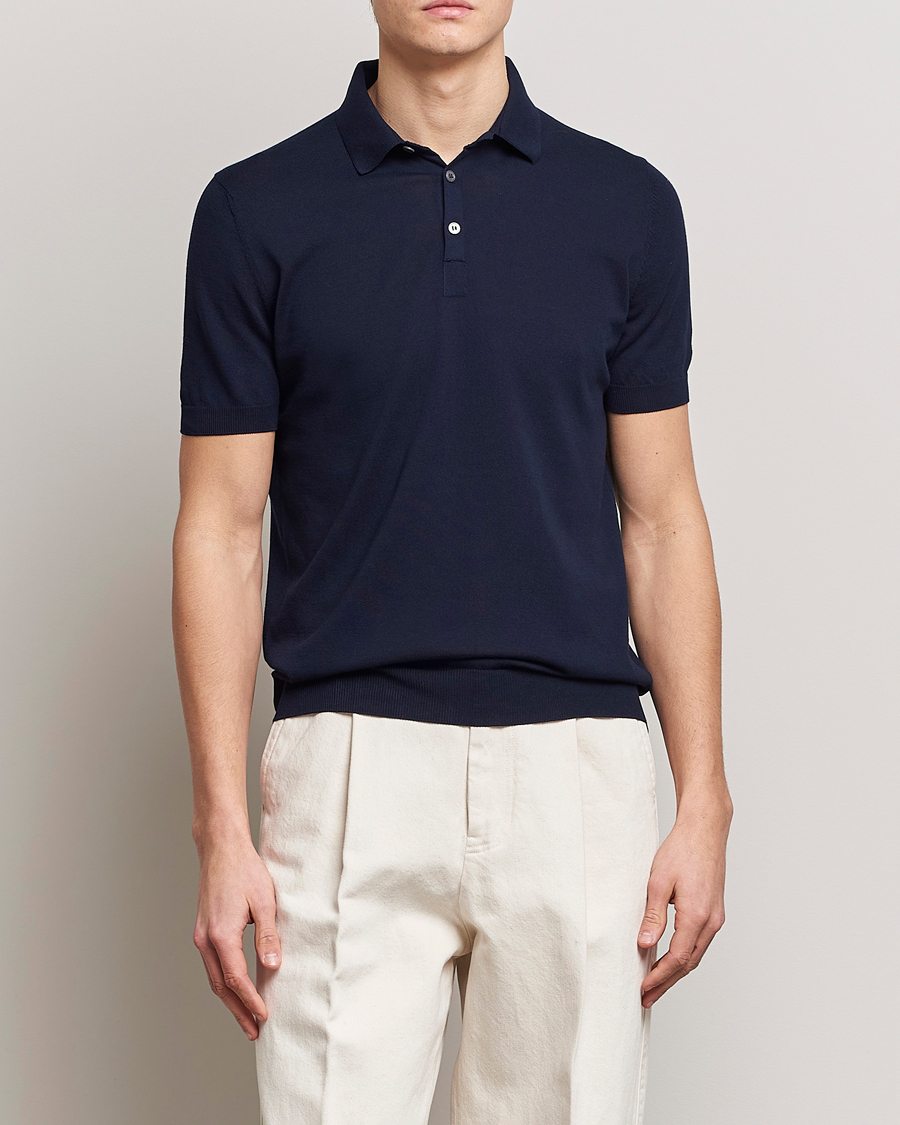 Heren | Kleding | Gran Sasso | Cotton Knitted Polo Navy