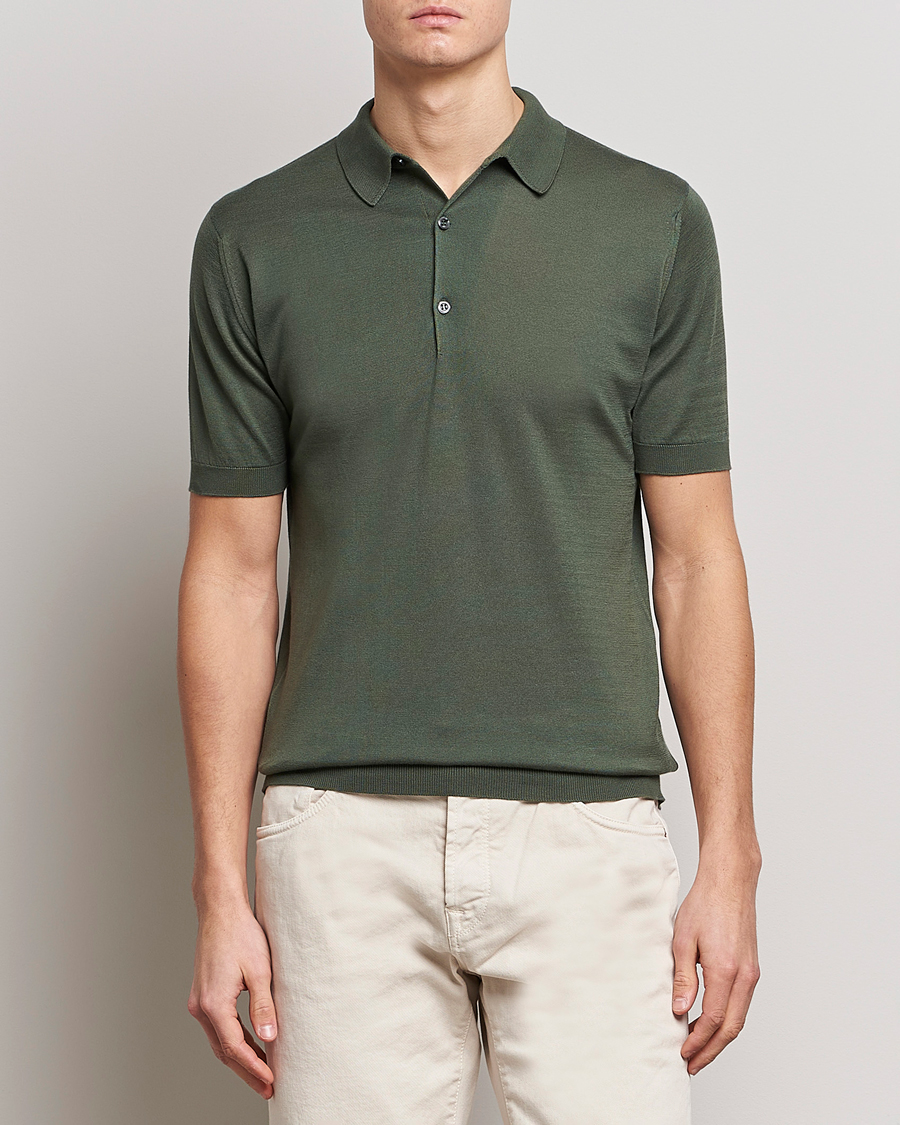 Heren | Poloshirts met korte mouwen | John Smedley | Adrian Slim Fit Sea Island Polo Palm Green