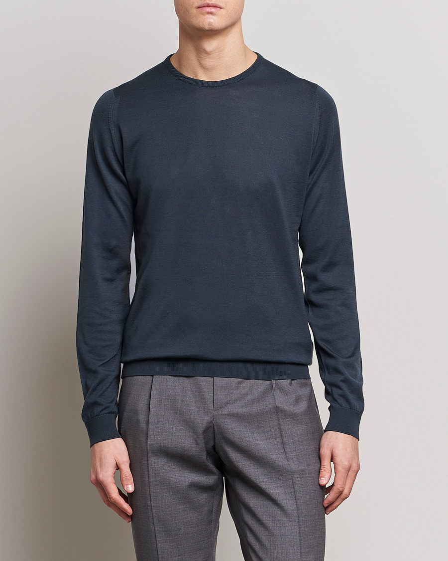 Heren | Best of British | John Smedley | Hatfield Sea Island Crew Neck Granite