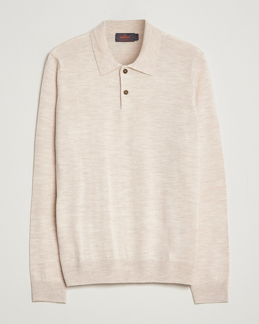 Heren | Truien | Morris | Merino Knitted Polo Beige