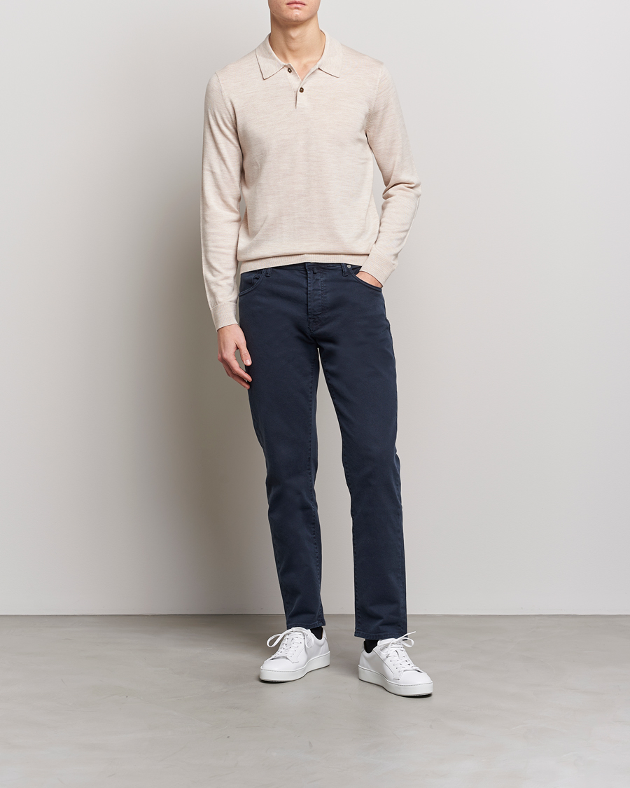 Heren | Truien | Morris | Merino Knitted Polo Beige