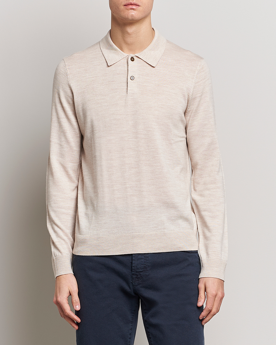 Heren | Truien | Morris | Merino Knitted Polo Beige