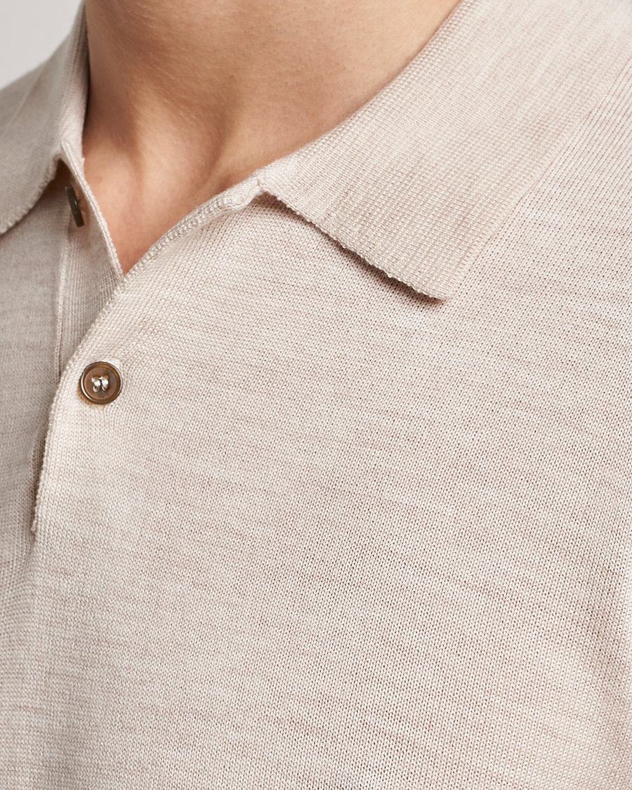 Heren | Truien | Morris | Merino Knitted Polo Beige