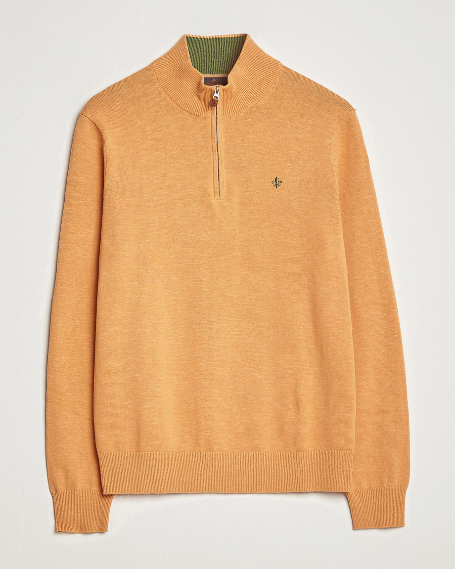 Heren | Truien | Morris | Harold Cotton/Linen Summer Half Zip Orange