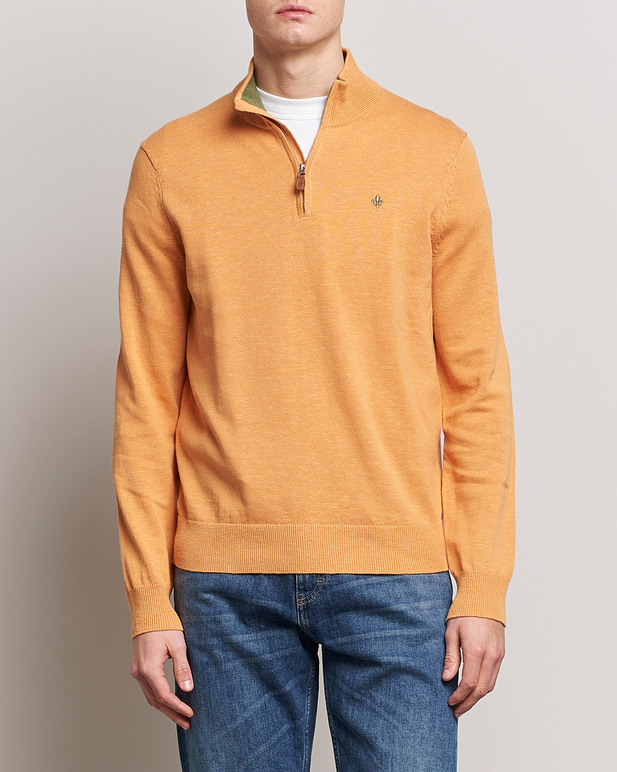 Heren | Truien | Morris | Harold Cotton/Linen Summer Half Zip Orange