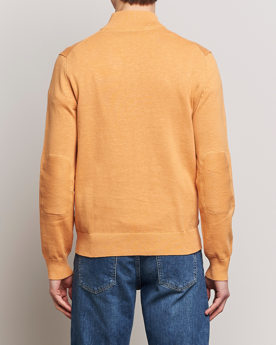 Heren | Truien | Morris | Harold Cotton/Linen Summer Half Zip Orange