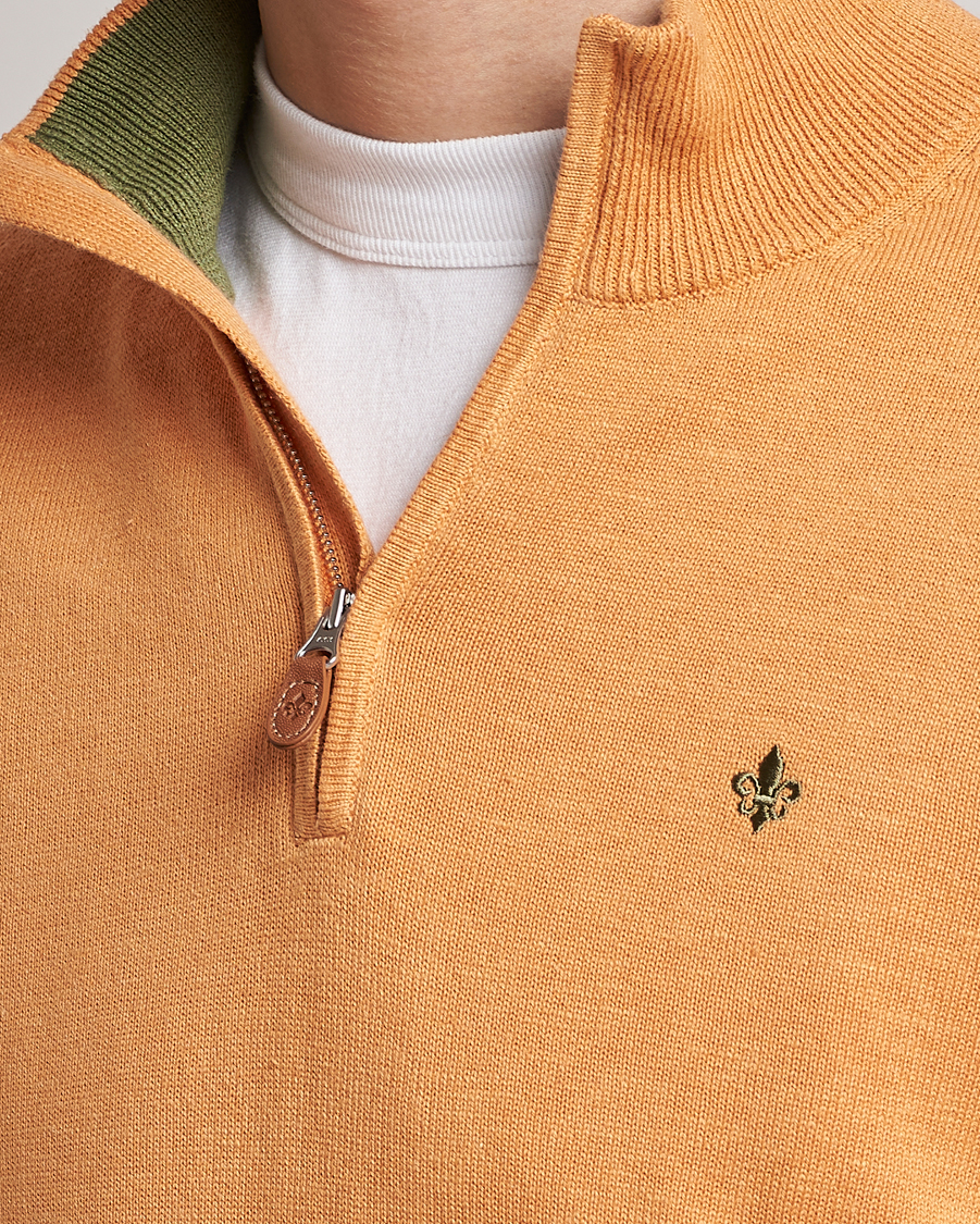 Heren | Truien | Morris | Harold Cotton/Linen Summer Half Zip Orange