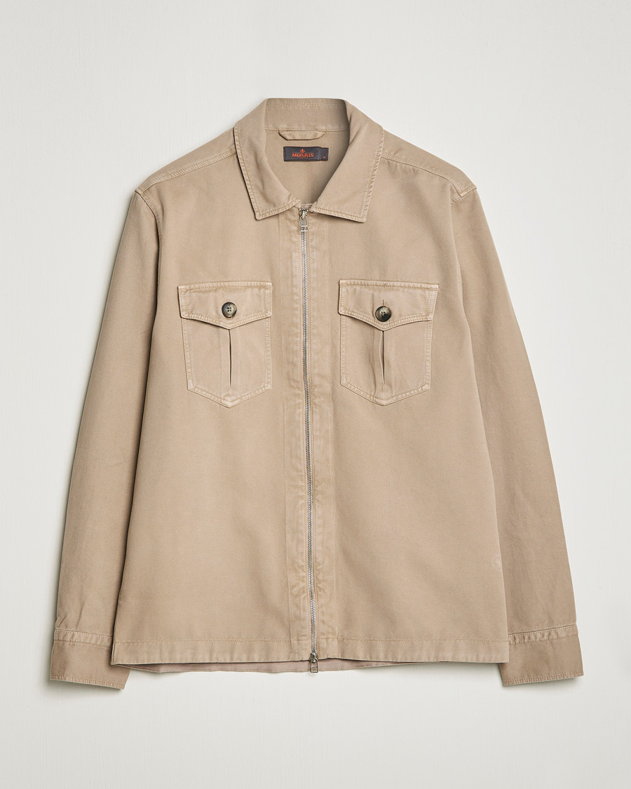 Heren | Overhemden | Morris | Brayden Zip Overshirt Khaki