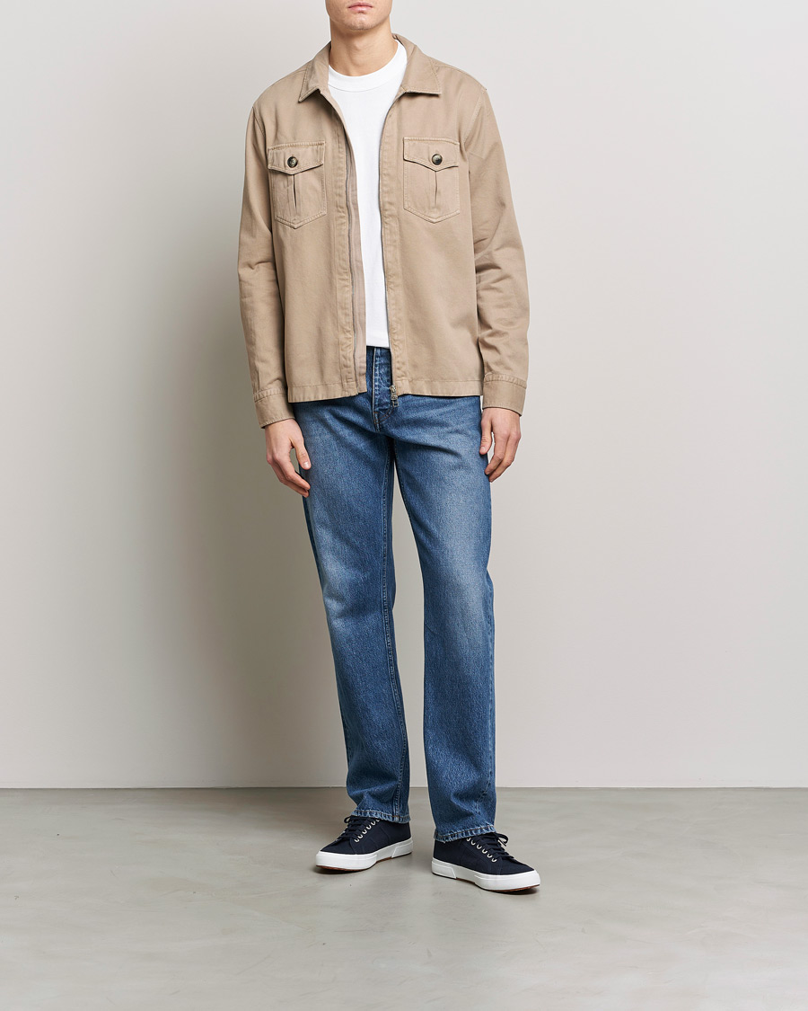 Heren | Overhemden | Morris | Brayden Zip Overshirt Khaki
