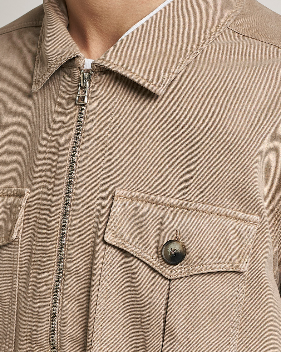 Heren | Overhemden | Morris | Brayden Zip Overshirt Khaki