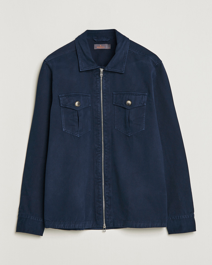 Heren | Overhemden | Morris | Brayden Zip Overshirt Old Blue