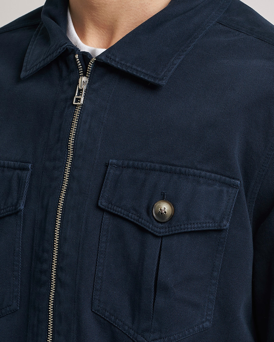 Heren | Overhemden | Morris | Brayden Zip Overshirt Old Blue