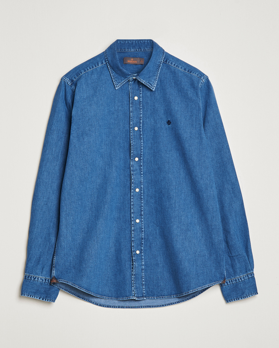 Heren | Overhemden | Morris | William Denim Shirt Medium Blue