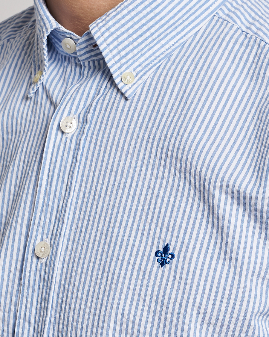 Heren | Overhemden | Morris | Seersucker Button Down Shirt Light Blue/White