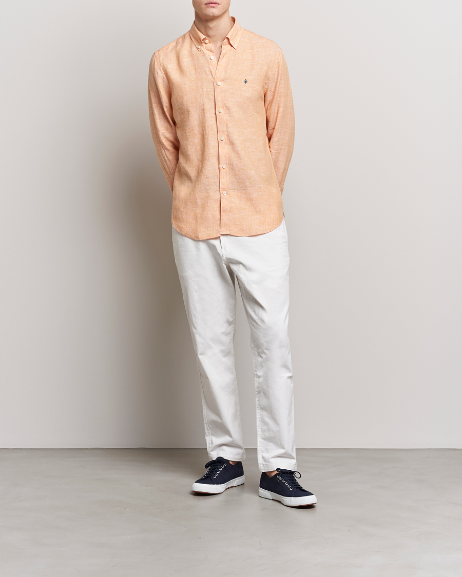 Heren | Overhemden | Morris | Douglas Linen Button Down Shirt Orange