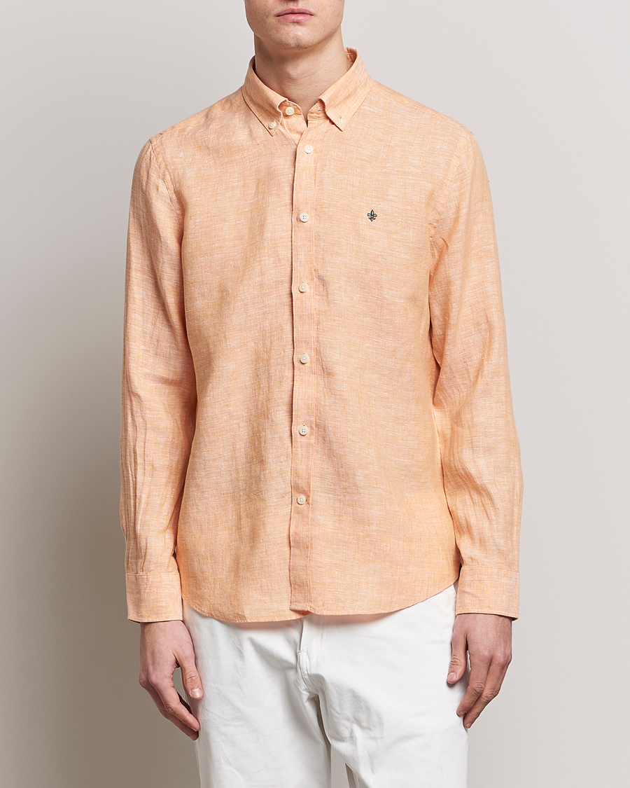 Heren | Linnen overhemden | Morris | Douglas Linen Button Down Shirt Orange