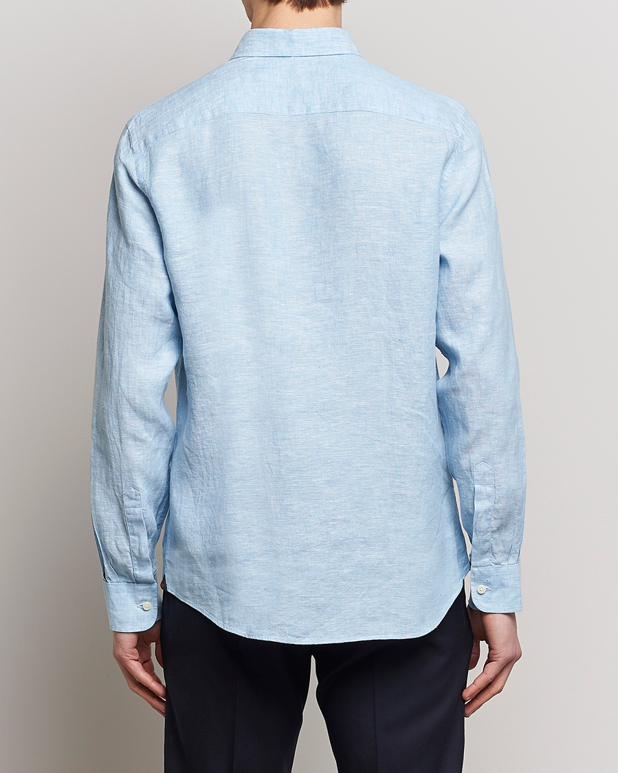 Heren | Overhemden | Morris | Douglas Linen Button Down Shirt Light Blue