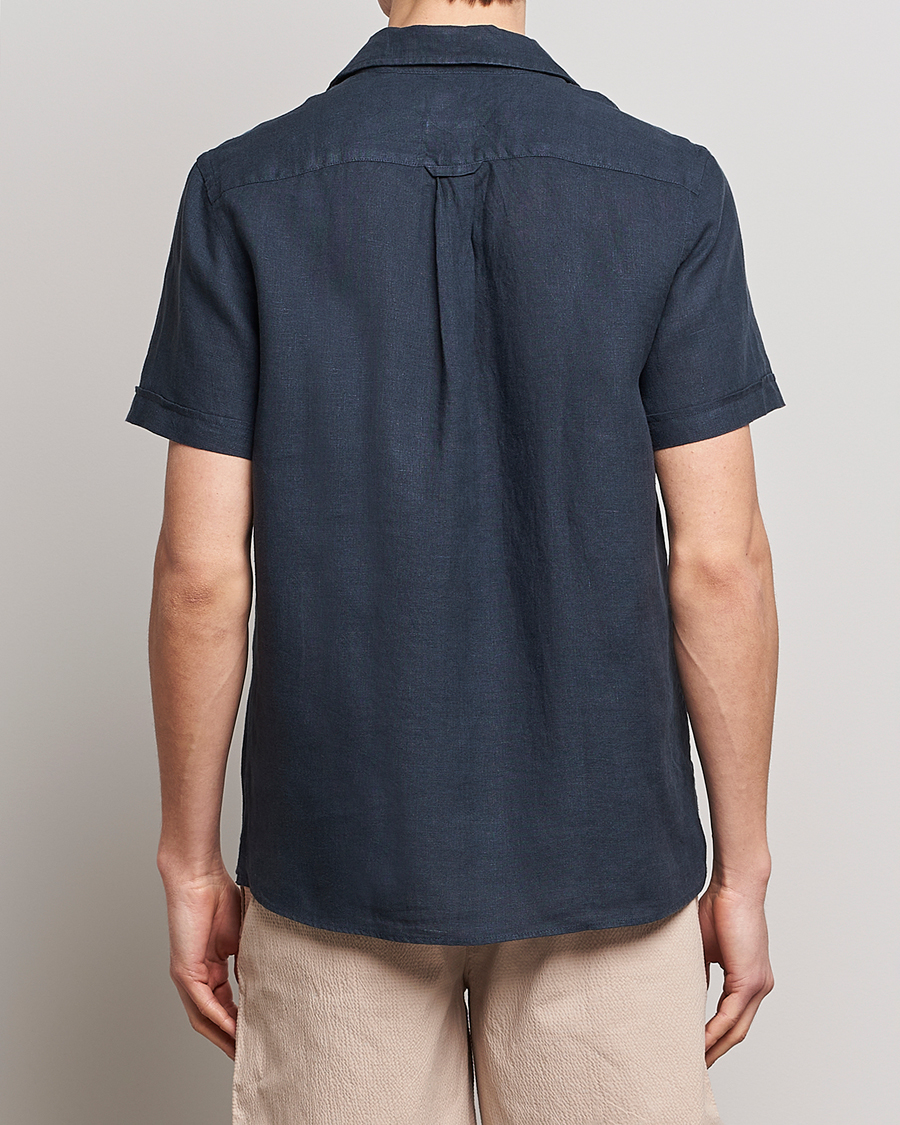 Heren | Overhemden | Morris | Douglas Linen Short Sleeve Shirt Navy