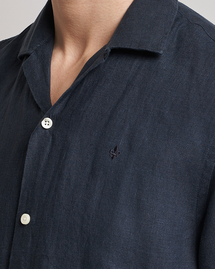 Heren | Overhemden | Morris | Douglas Linen Short Sleeve Shirt Navy
