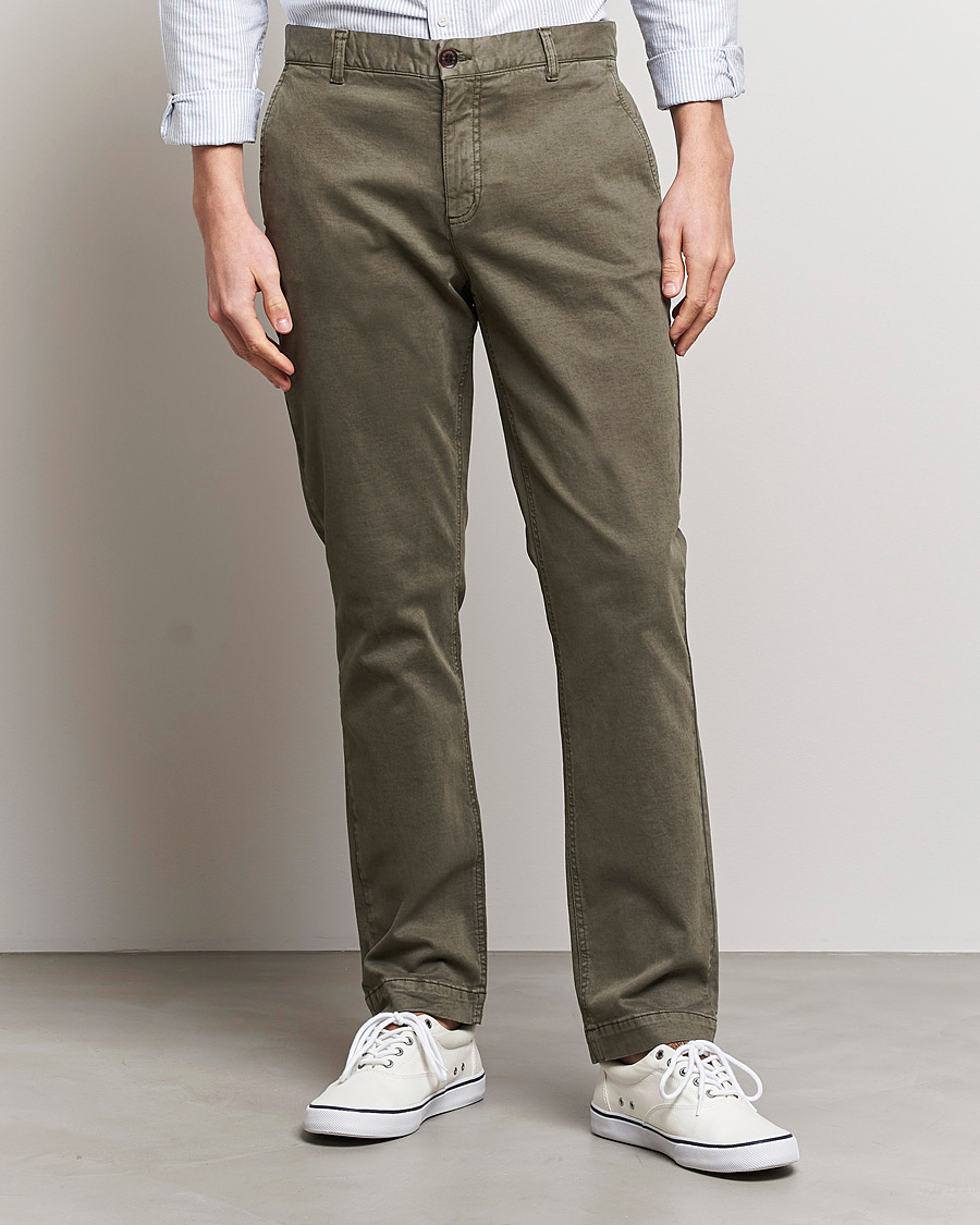 Heren | Broeken | Morris | Jeffrey Brushed Chinos Olive